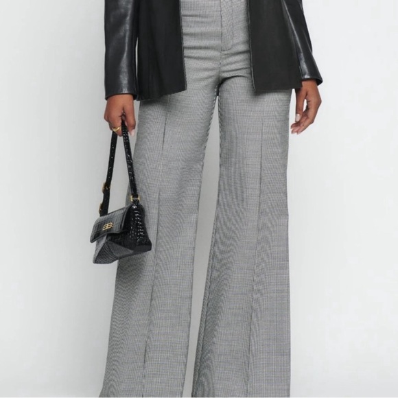 Reformation Pants - Reformation Houndstooth Wide-Leg Trousers